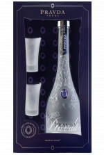 PRAVDA 0,7L+ 2 KIELISZKI SZRONIONE FROSTED GLASS