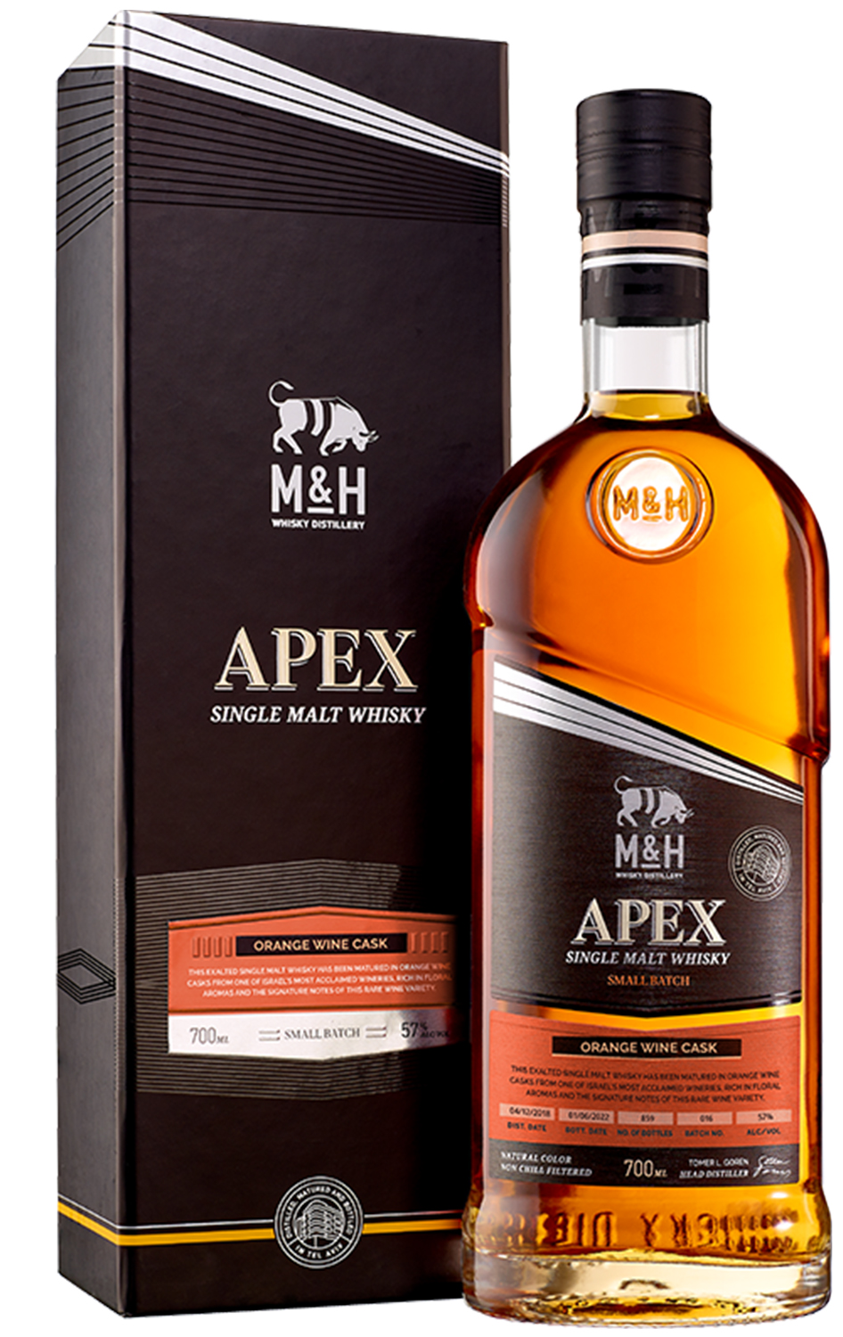 M&H APEX ORANGE WINE CASK SINGLE MALT 0,7 57 M&P Alkohole Wina Cygara